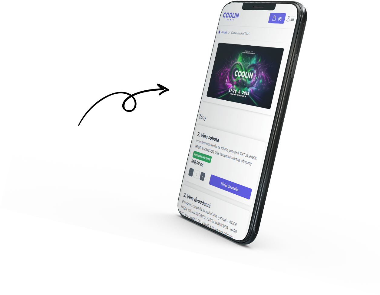 Ticket7 na mobilním telefonu